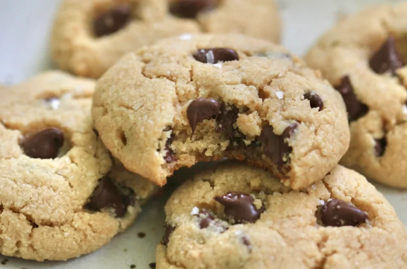 Almond flour chocolate chip cookies: A close-up view